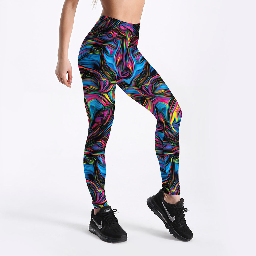 Psychedelic Style Colorful Vortex Printed Leggings