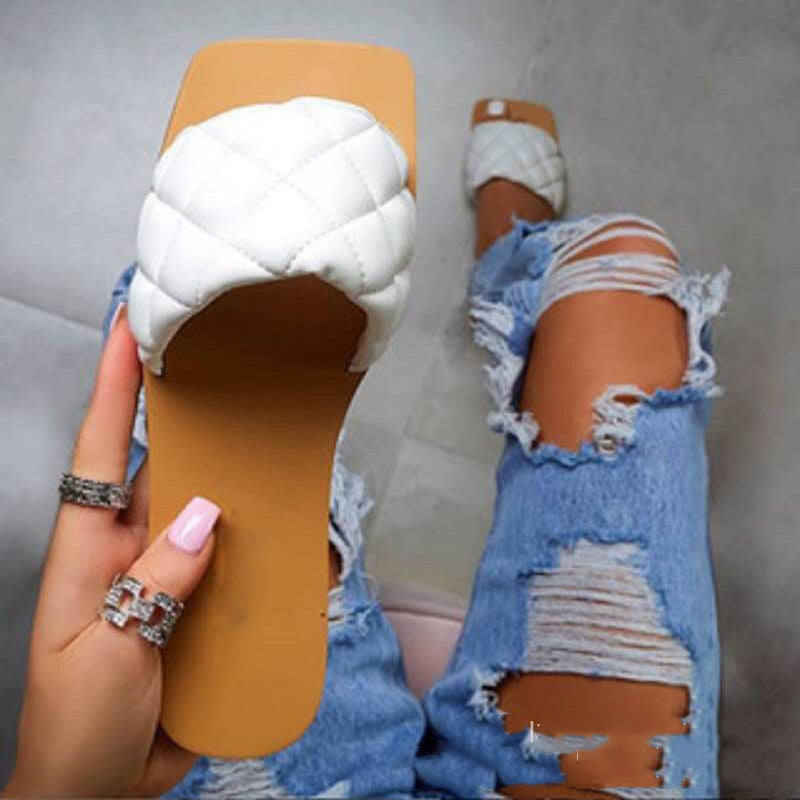 Summer new flat bottomed square head Sandal