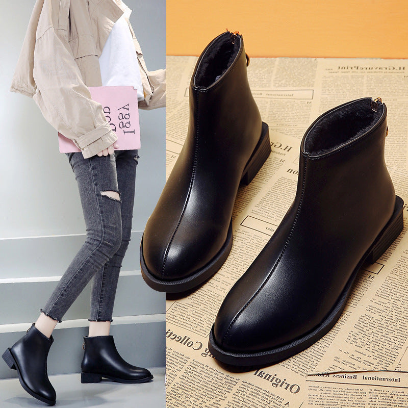 Korean style square heel round toe fashion boots