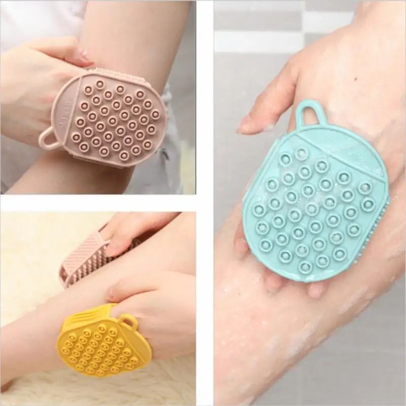 Bath Brush With Belt Rubber Glove Hair Massage Exfoliating Gloves Head Cleaning Scrubber Mitten Silicone Washing Shower Tool