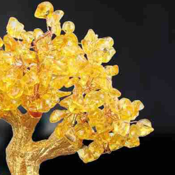 Citrine Small Water Turtle Money Tree Feng Shui Lucky Tree Decorative Ornaments