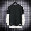 Round Neck Long-sleeved T-shirt Male Korean Style Trend Loose Fake Two-piece Bottoming Shirt