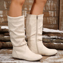 Autumn And Winter Side Zipper Flat Suede Boots