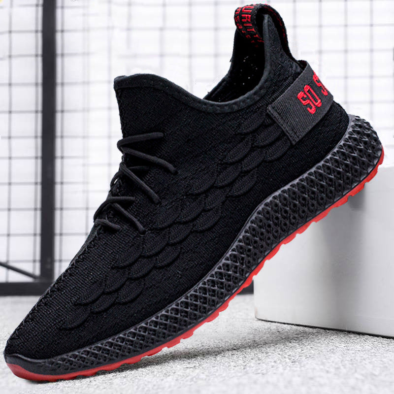 Autumn And Winter Flying Knit Men's Shoes Korean Version