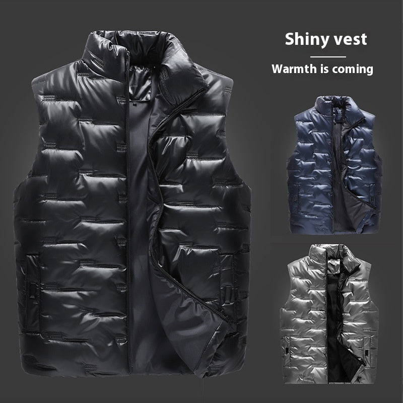 Men's Youth Casual Glossy Vest Warm Down Cotton Vest