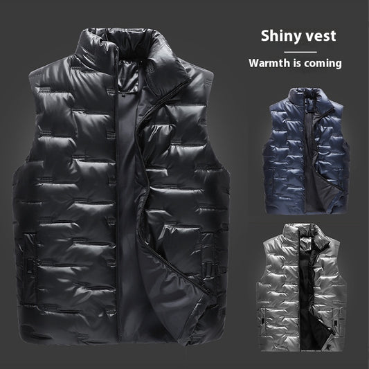 Men's Youth Casual Glossy Vest Warm Down Cotton Vest