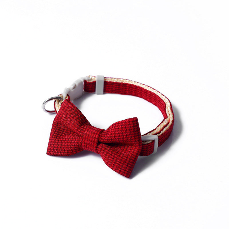 Pet Collar Houndstooth Bow Collar