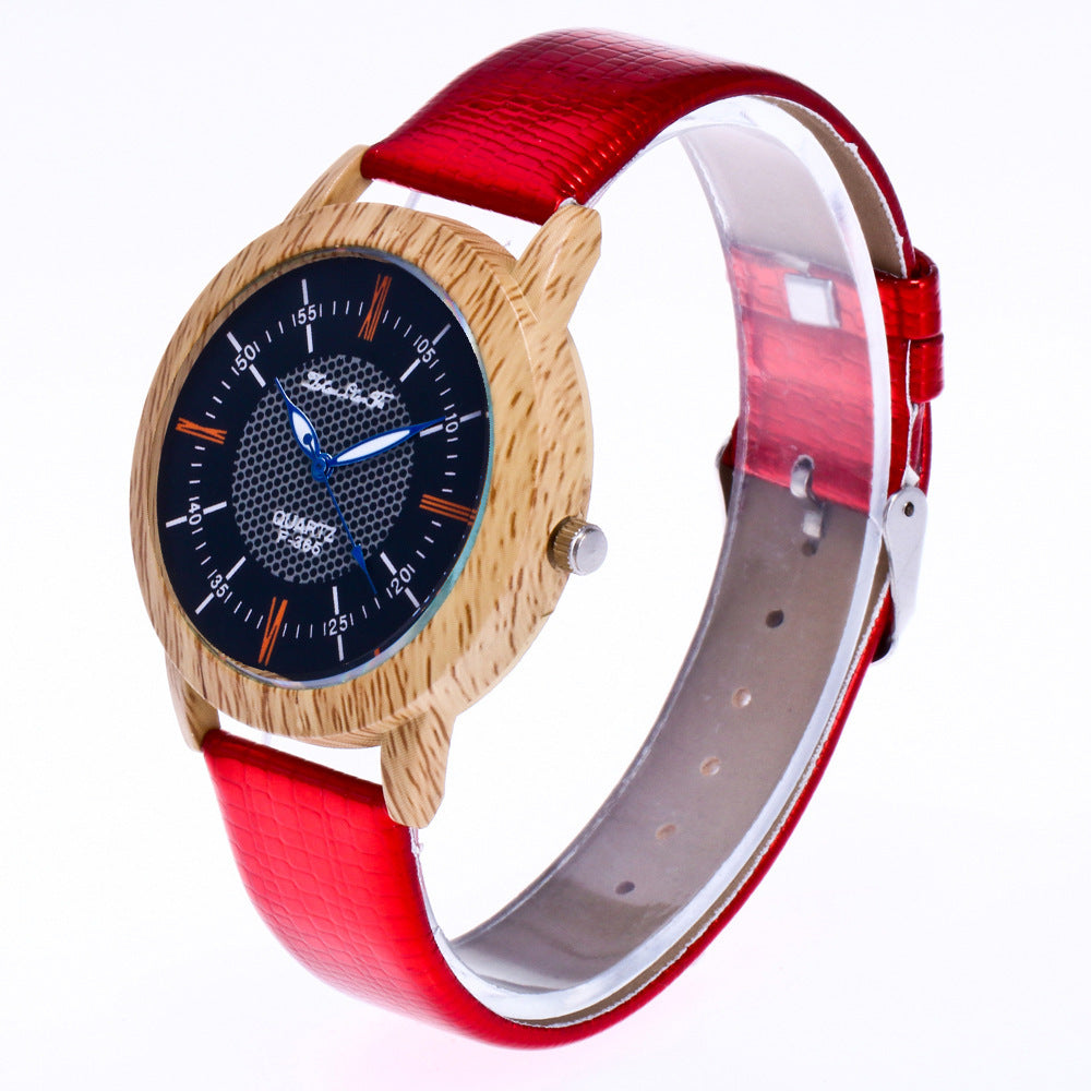 Leather wooden watch