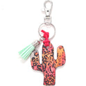 Wooden Cactus Keychain Leopard Flower