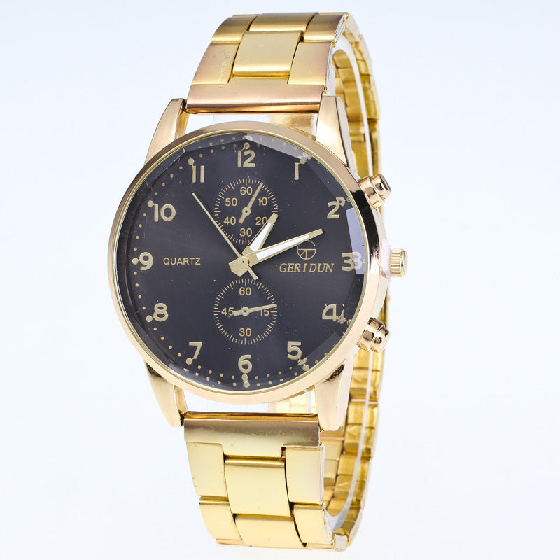 Men's Gold Strap Two Eye Quartz Watch