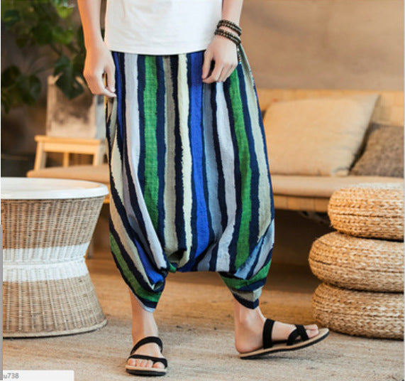 Striped Nepalese cropped trousers