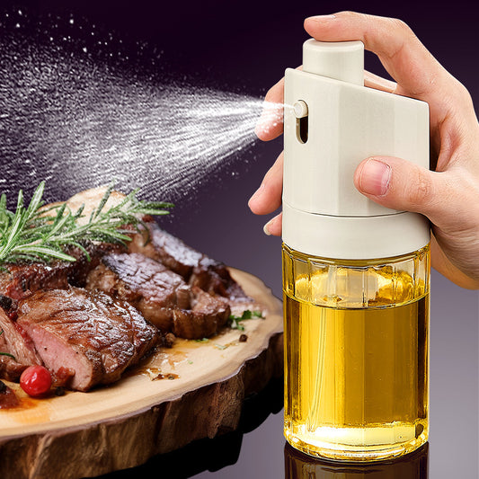 Kitchen Gadget 2-in-1 Glass Oil Bottle Press Oil Dispenser Barbecue Fuel Injector