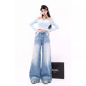 Narrow High Waist Straight Mop Pants