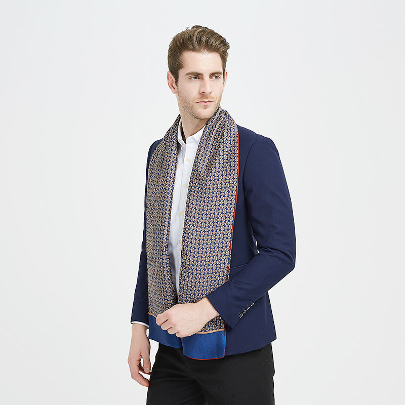 Double-sided Scarf Silk Men's Silk Scarf Long