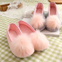 Super Soft Big Hair Ball Super Cute Flat Heel Low Top Bag Heel Pedal Shoes