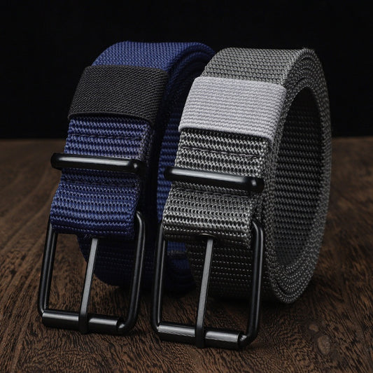 Lengthened Porous Pin Buckle Canvas Belt Men And Women Universal Belt