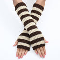 Warm Fashionable Knitted Long Mixed Color Stripe Knitting Wool Gloves