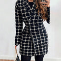 Women's Long-sleeved Double-breasted Suit Collar Printed Coat