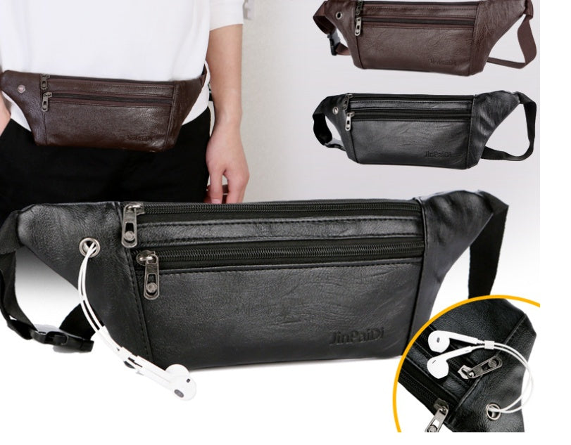 Ultra-thin PU Men's Belly Phone Waist Bag