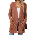 Solid Color Pocket Long Sleeve Bottoming Cardigan Knitwear