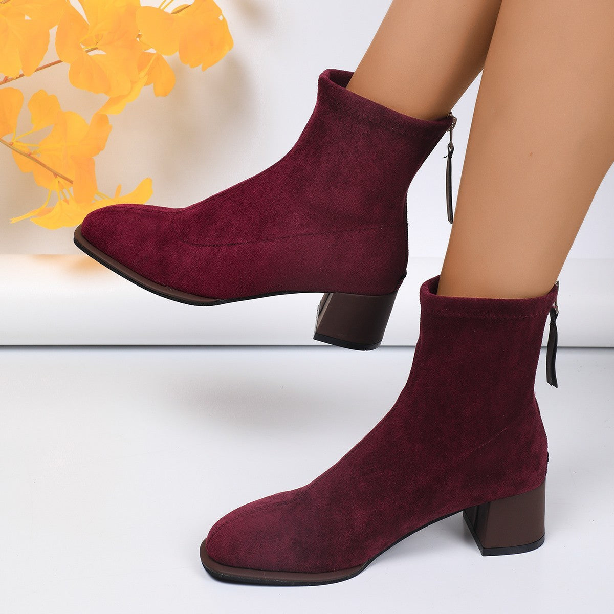 Round Head Chunky Heel New High Heel Boots Women