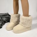 2024 Autumn And Winter Leisure Thick-soled Round Toe Furry Trousers Boots