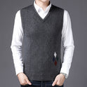 V-neck Wool Vest Fall Winter Men's