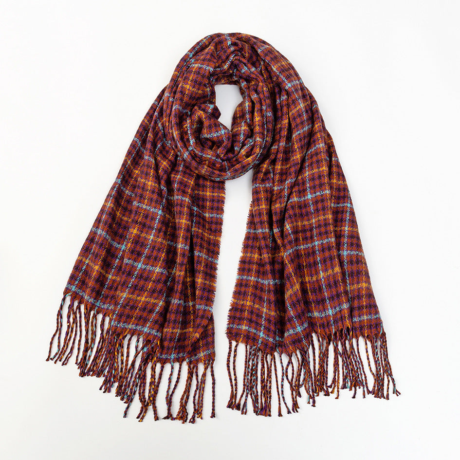 Men's And Women's Cashmere Plaid Tassel Scarf