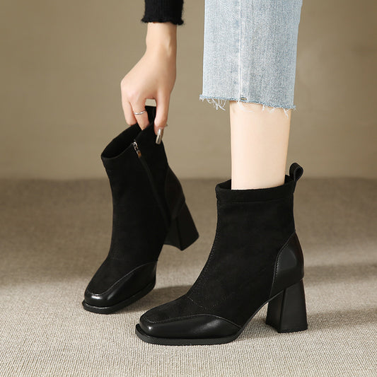 Fat Feet British Style Chunky Heel Booties