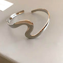 Wave Metal Open-ended Minimalist Design Twisted Armband Bracelet Cold Wind