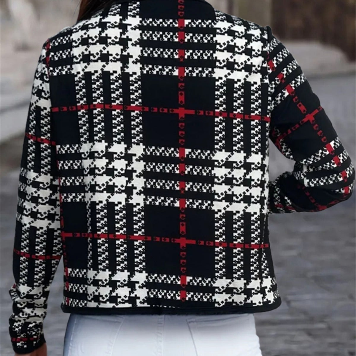 Women's Checkered Printed Versatile Casual Jacket