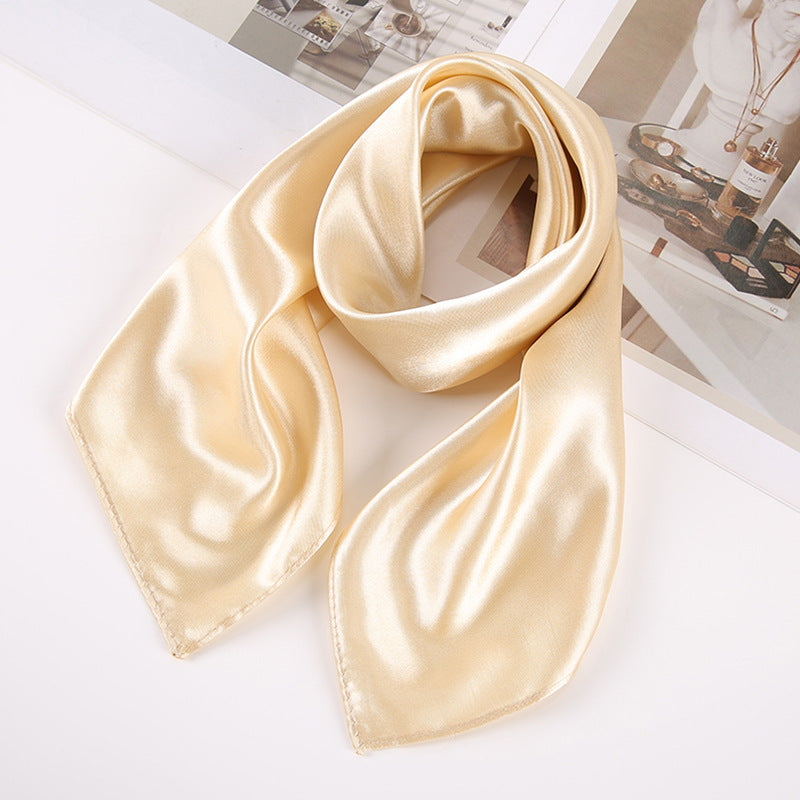 Solid Color Square Scarf Artificial Silk Small Square Towel