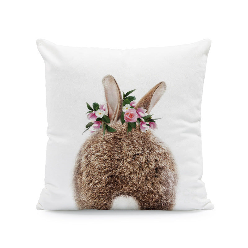 Easter Cartoon Rabbit Print Pillow Cover