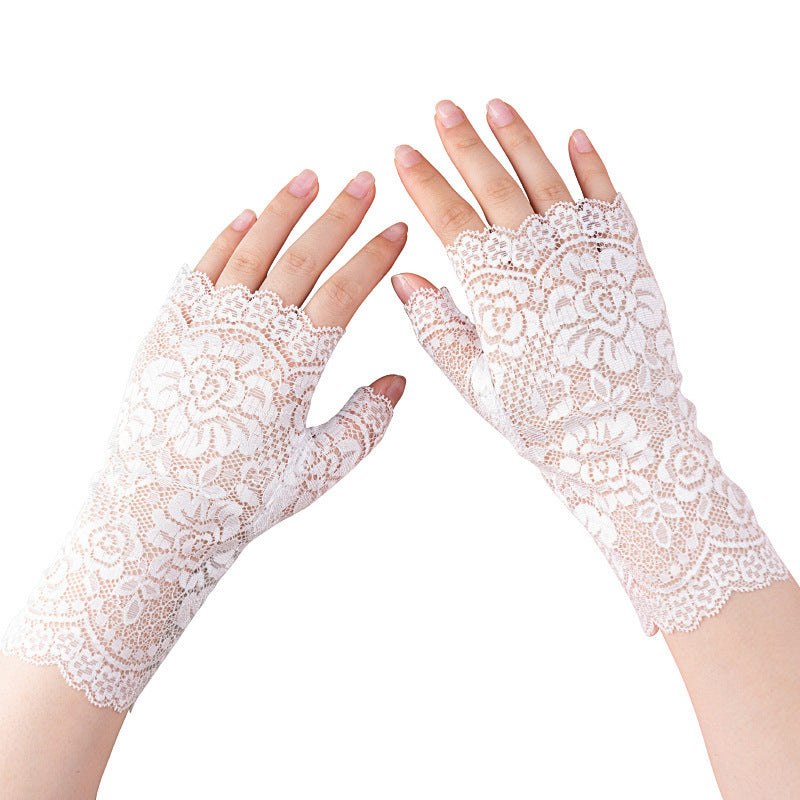 Summer Scar Cover Up Lace Short Gloves Women's Thin