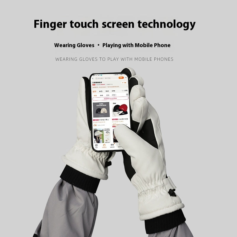 Non-slip Waterproof Fleece Lined Thickened Warm Gloves Women's Outdoor Skiing Touch Screen