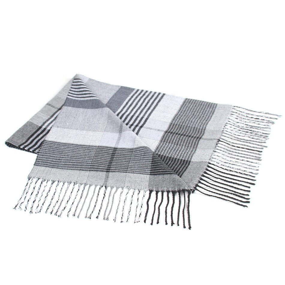 Autumn And Winter New Korean Style Plaid Middle-aged And Elderly Men's Scarf Cashmere-like Warm Scarf Gifts Promotional Products