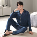 Men's Autumn And Winter Cotton Long-sleeved Trousers Thin Pajamas Loose Home Wear Suit Men