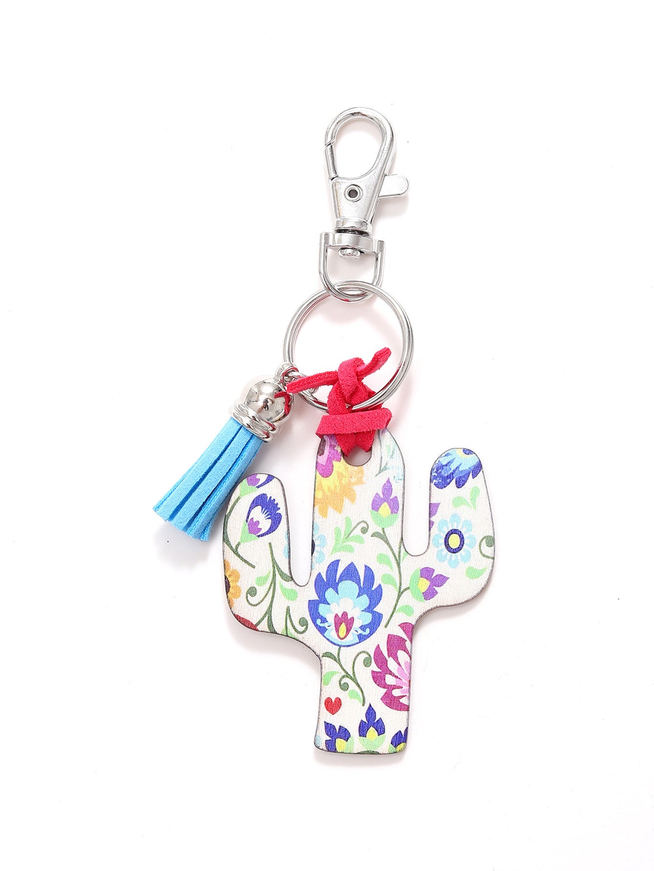 Wooden Cactus Keychain Leopard Flower