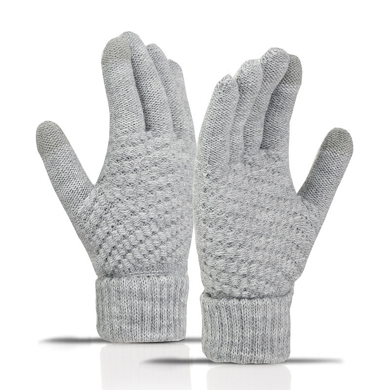 Fleece-lined Wind-proof And Cold Protection Cycling Knitted Warm Gloves