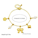 Fashion Bowknot Pearl Heart Drop Oil Contrast Color Bracelet