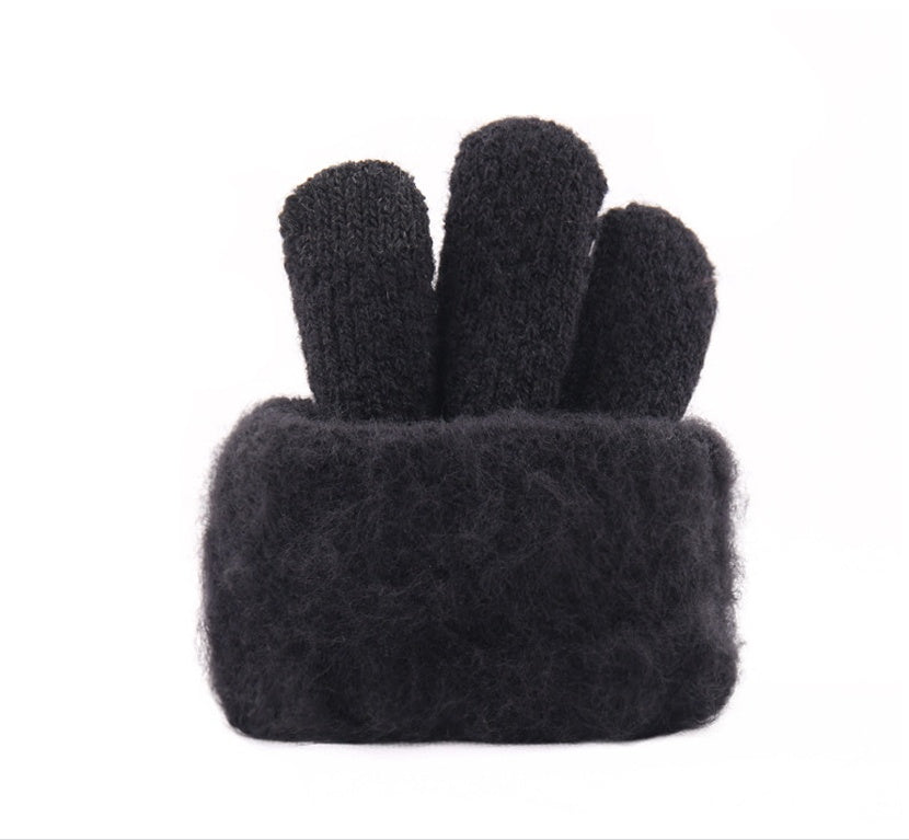 Outdoor Men's Split Finger Knitted Woolen Warm Gloves