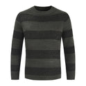 Round Neck Color Block Knitted Striped Sweater