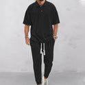 Solid Color Jacquard Heavy T-shirt Trousers Suit