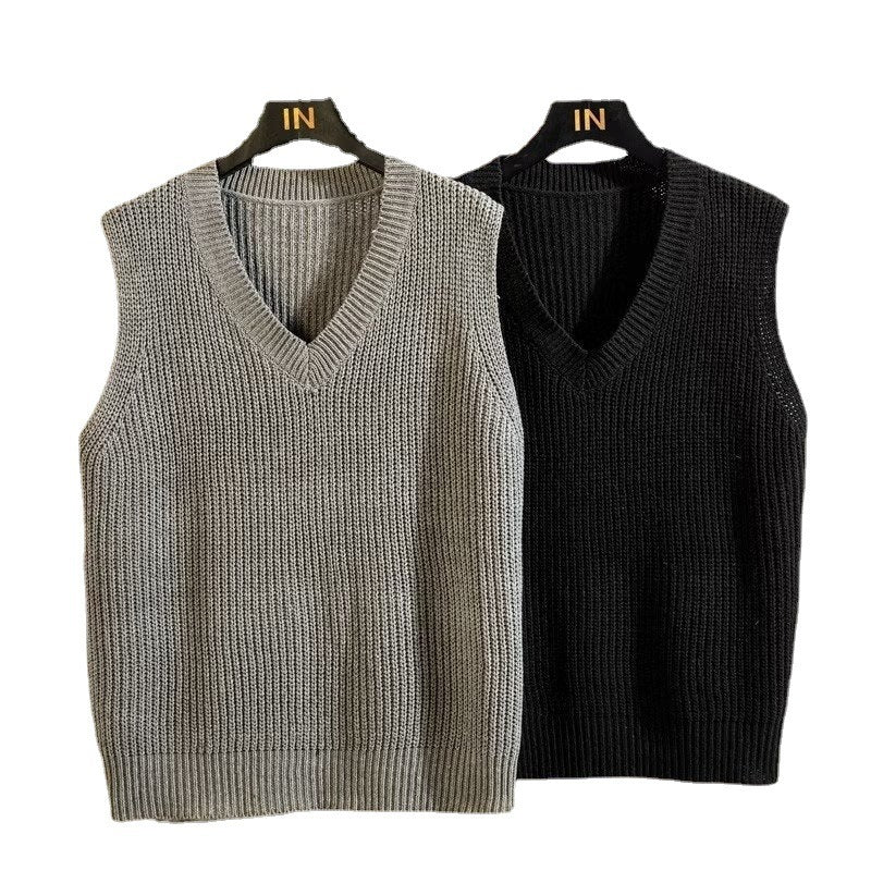 College Style V Neck Loose Fashion Sweater