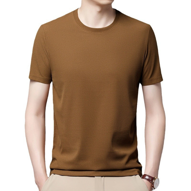 Waffle Crew Neck T-shirt Men's Summer Short Sleeve Quick-drying Classic Casual Loose Thin Top