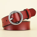 Women's Leather Belt All Match Round Buckle