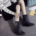 Fashion Slope Heel Rain Boots Female Mid-tube Zipper Waterproof Student Outdoor