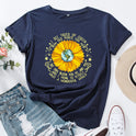 Bee Festival European And American Loose Round Neck Sunflower Short Sleeve