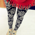 Women's Blue And White Porcelain Milk Silk Leggings Outerwear Ankle-length Pants