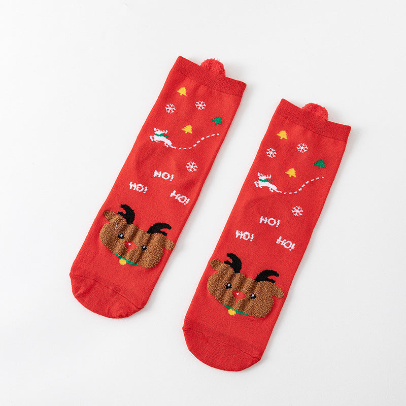 Cotton New Year Cartoon Stereo Ear Cute Elk Christmas Socks